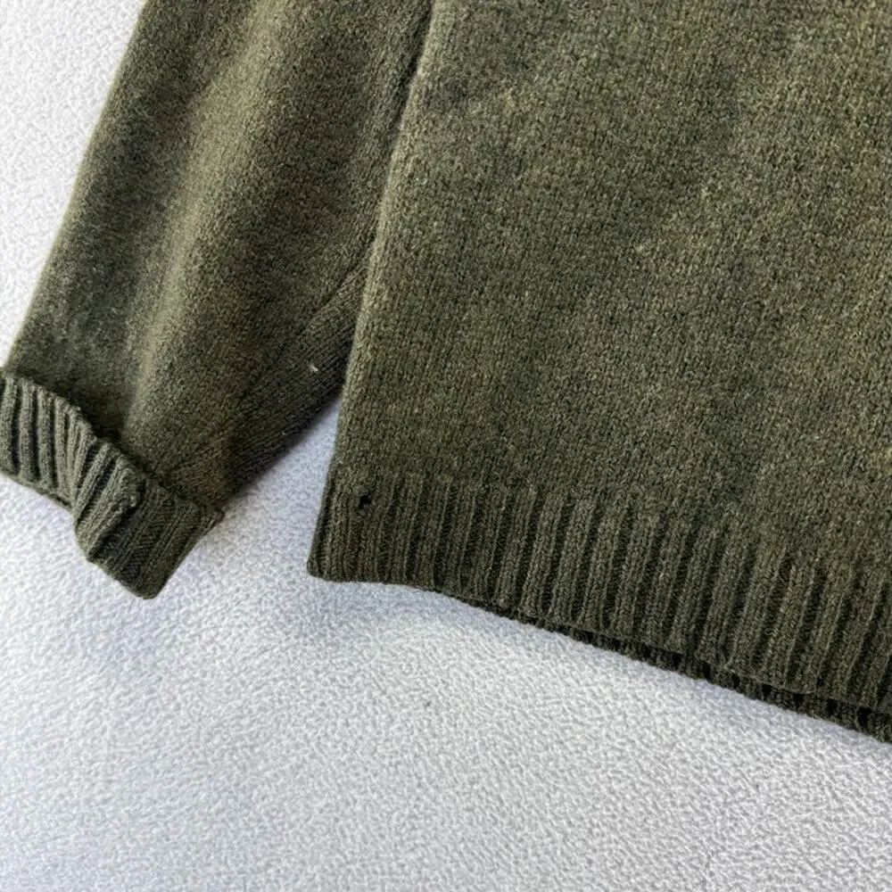 Vintage J Crew Sweater Mens Large Green 100% Wool Blank Military Solid Crew y2k